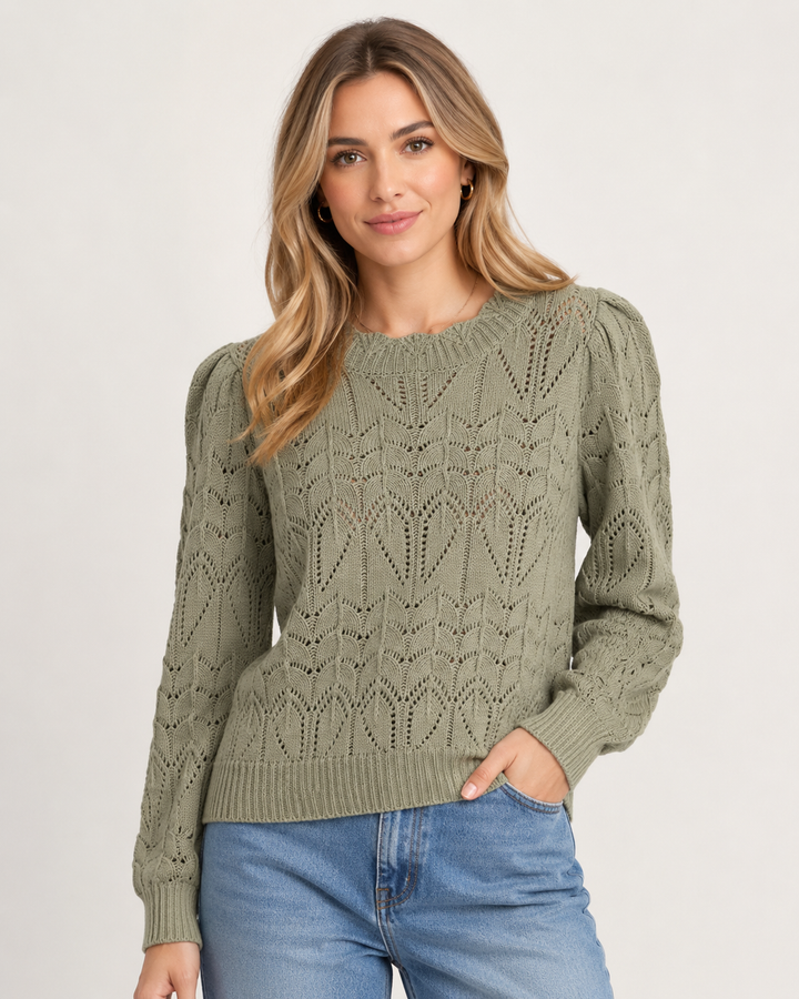 Hem & Thread Women's Pointelle Knit Sweater