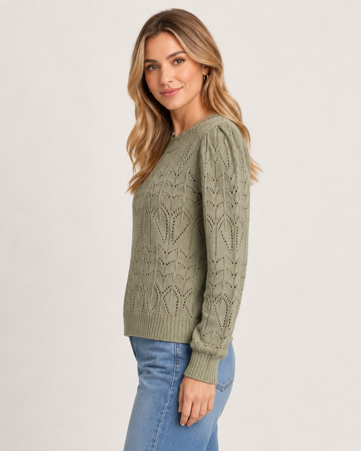 Hem & Thread Women's Pointelle Knit Sweater