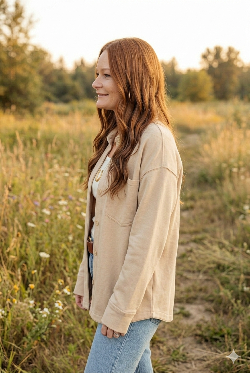 Kathy Distressed Button-Down Shaket