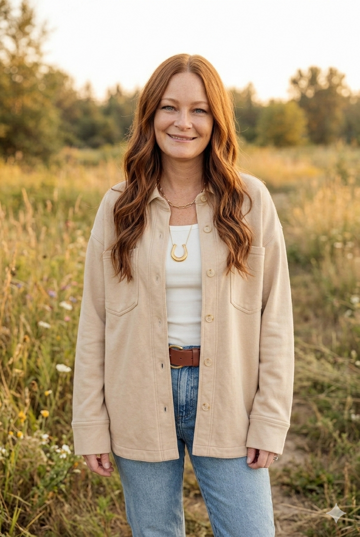 Kathy Distressed Button-Down Shaket