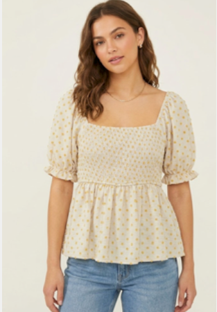 Claire Smocked Cropped Top