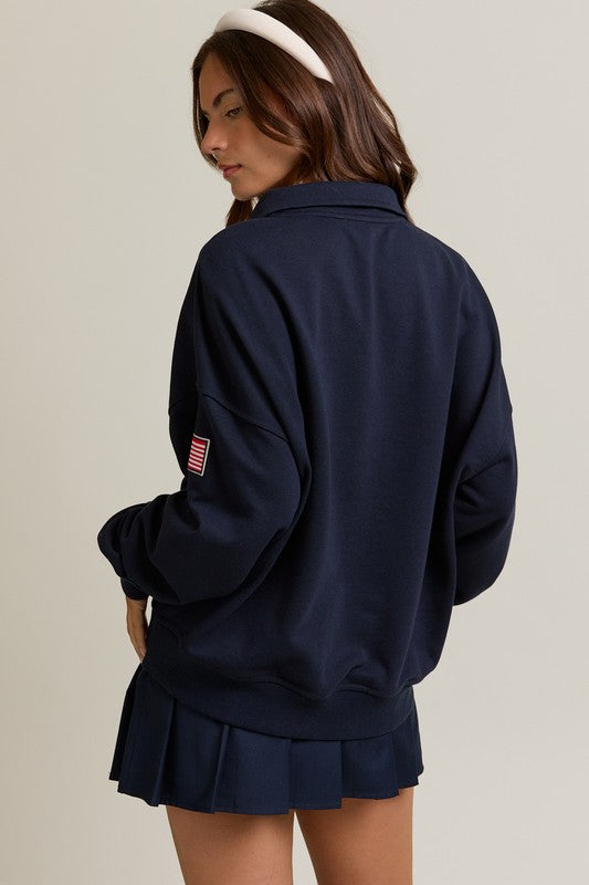 Megan Half Zip USA Sweatshirt