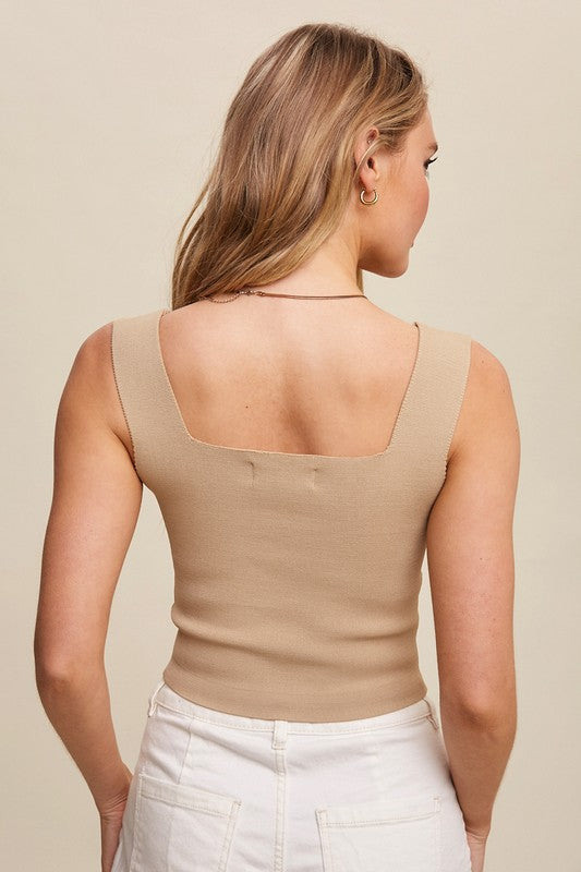 Wranley Wide Strap Tank - Taupe