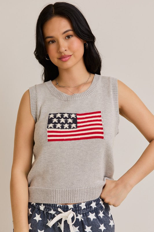 Katie American Flag Knit Tank