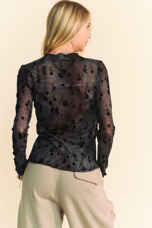 Cora Mesh Layering Top - Navy