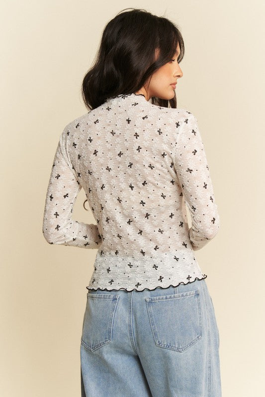 Riley Ribbon Bow Lace Top