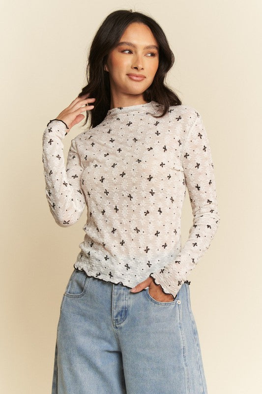 Riley Ribbon Bow Lace Top