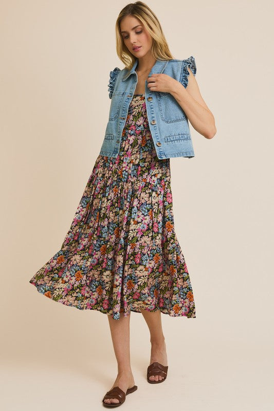 Amber Ruffle Detail Denim Vest