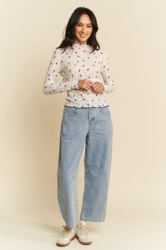 Riley Ribbon Bow Lace Top