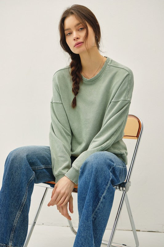 Miranda Basic Pullover Sweatshirt - Sage