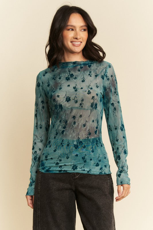 Cora Mesh Layering Top - Teal