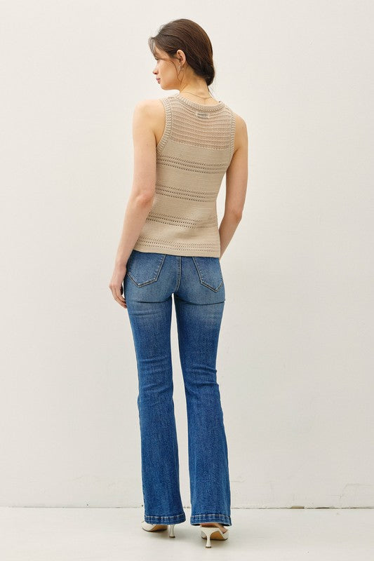 Jen Crochet Knit Classic Tank - Taupe