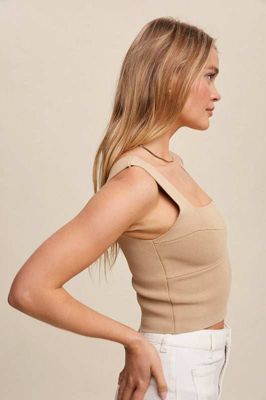 Wranley Wide Strap Tank - Taupe