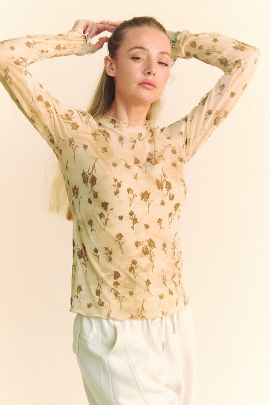 Cora Mesh Layering Top - Cream Latte