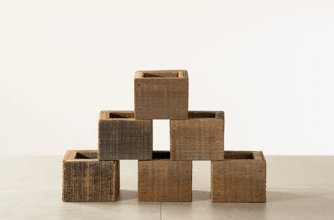 Reclaimed Wood Mini Square Planters
