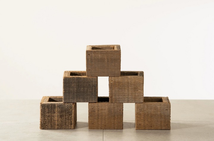Reclaimed Wood Mini Square Planters