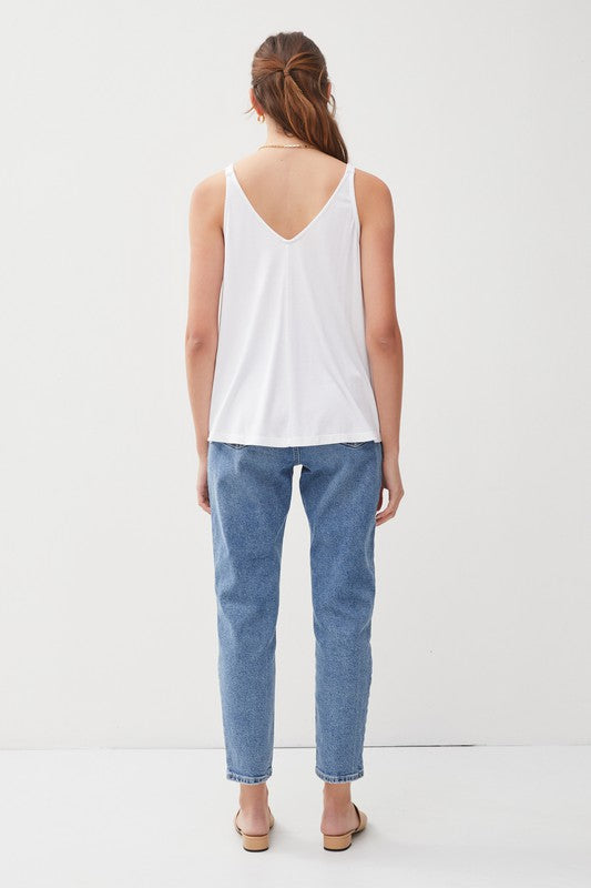 Kaeli Flowy V-Neck Tank - Off White