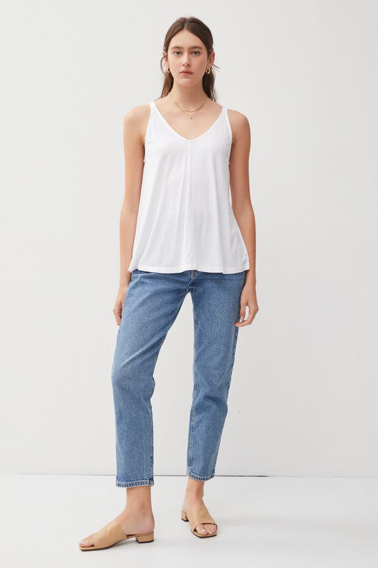 Kaeli Flowy V-Neck Tank - Off White