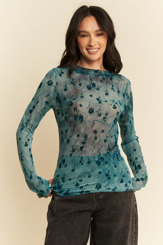 Cora Mesh Layering Top - Teal