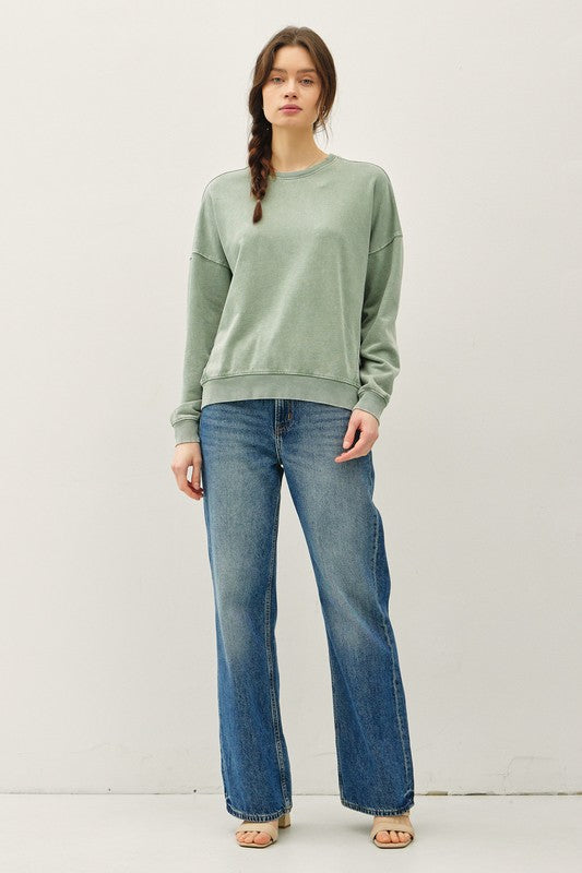 Miranda Basic Pullover Sweatshirt - Sage