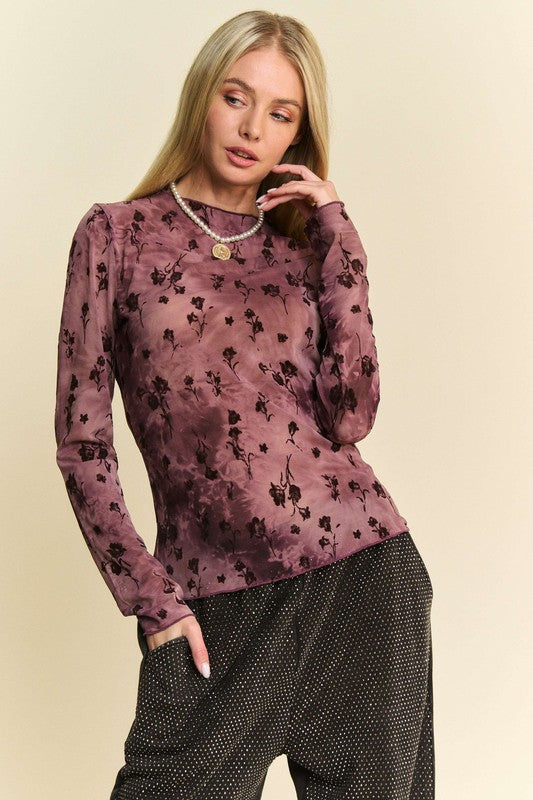 Cora Mesh Layering Top - Burgundy