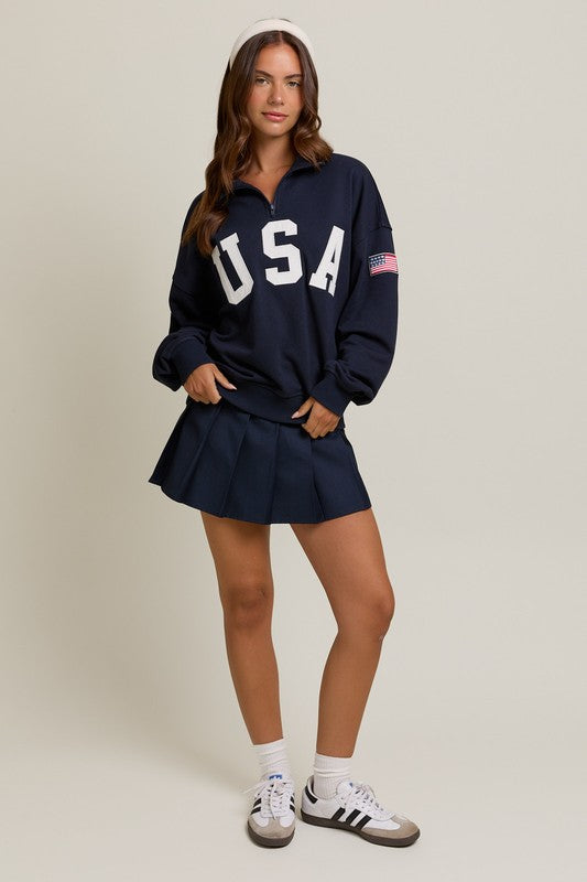 Megan Half Zip USA Sweatshirt