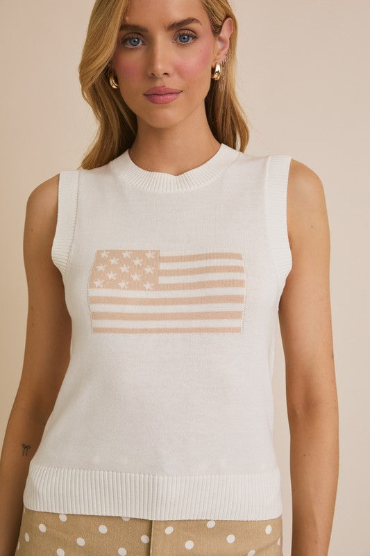 Natalie USA Flag Sweater Tank