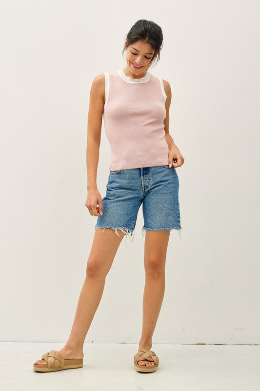 Tina High Neck Tank - Blush