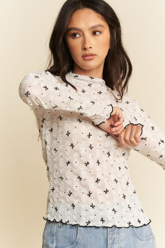 Riley Ribbon Bow Lace Top