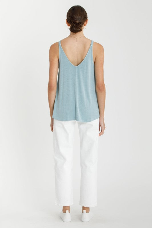 Kaeli Flowy V-Neck Tank - Blue