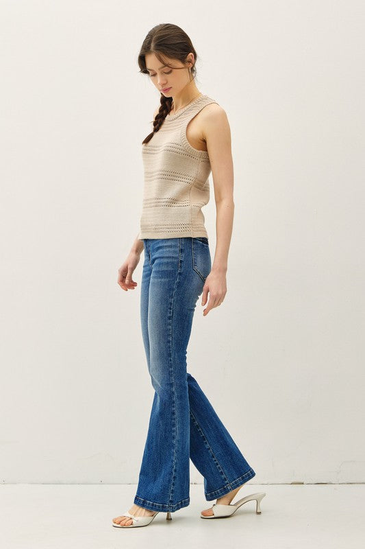 Jen Crochet Knit Classic Tank - Taupe