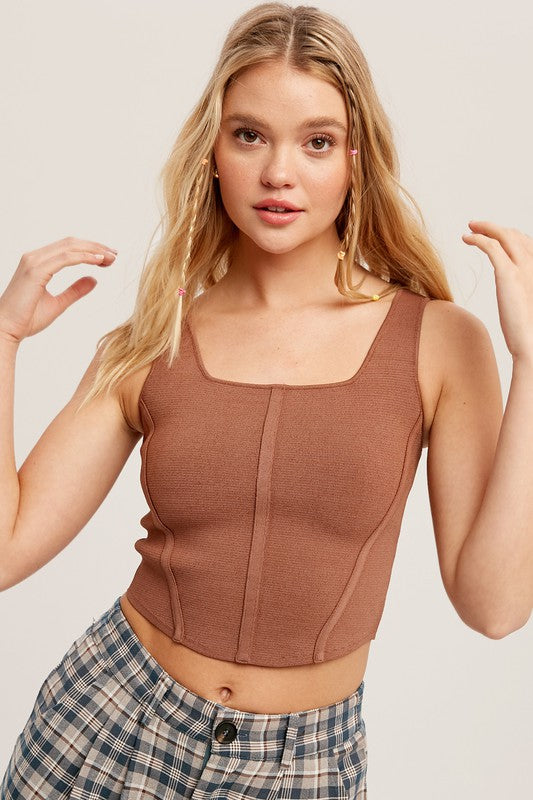 Lexi Spandex Crop Top - Mocha