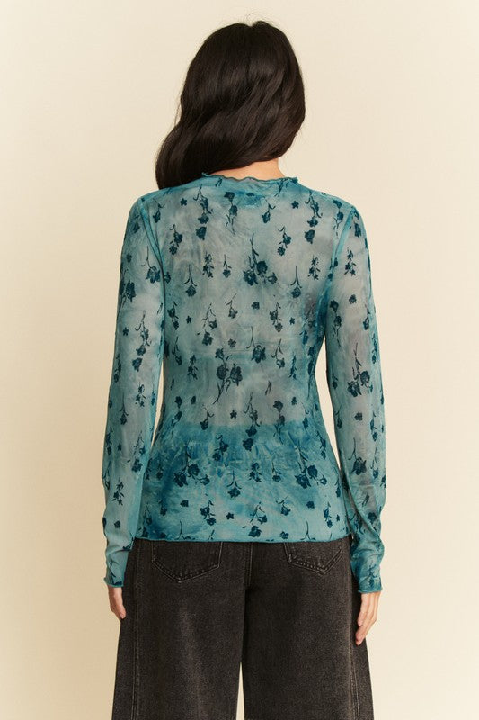 Cora Mesh Layering Top - Teal