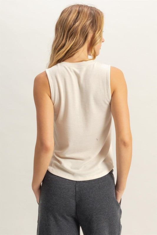 Henley Snap Button Tank - Alpaca