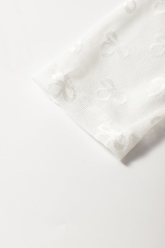 Lila - Mesh Bow Long Sleeve - White