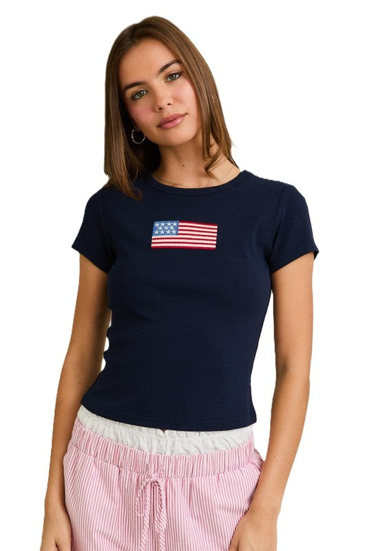 Taya Short Sleeve Flag Tee