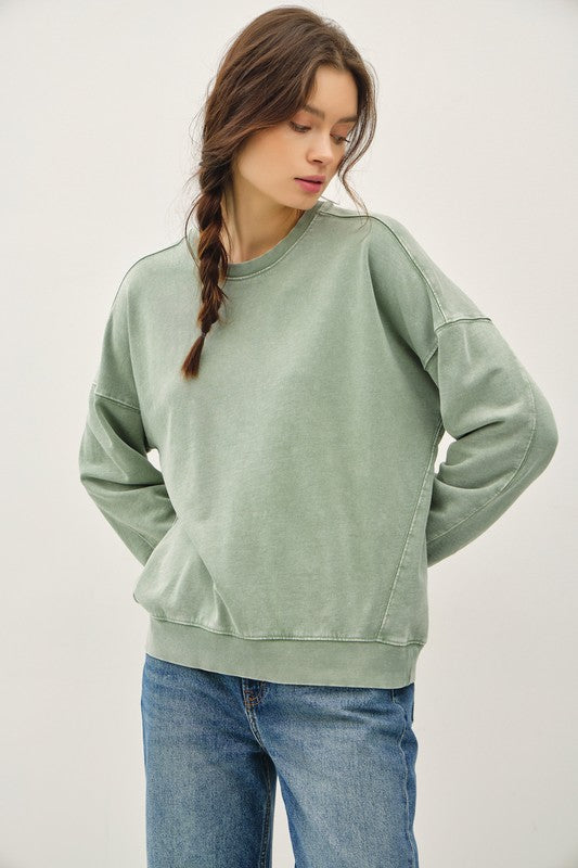 Miranda Basic Pullover Sweatshirt - Sage