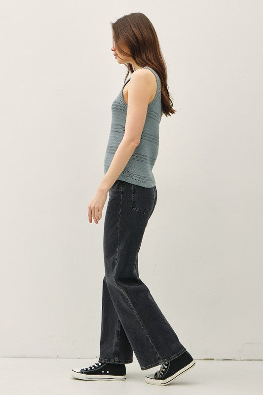 Jen Crochet Knit Classic Tank - Blue