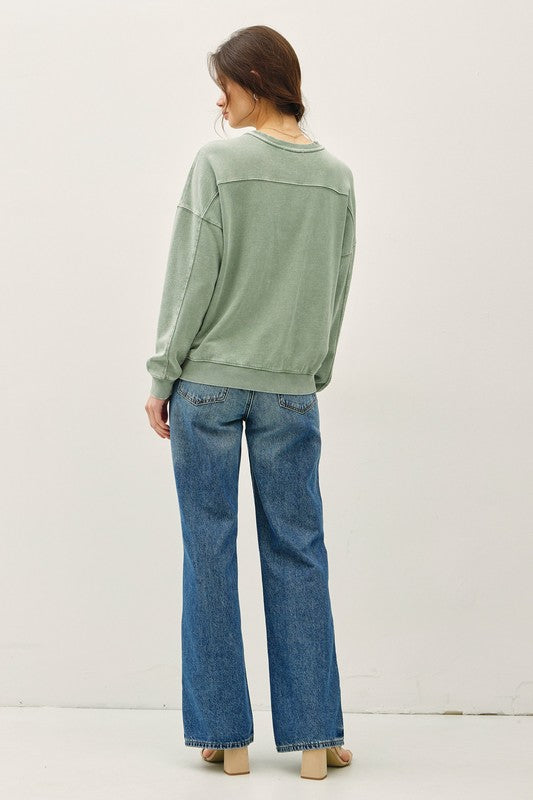 Miranda Basic Pullover Sweatshirt - Sage