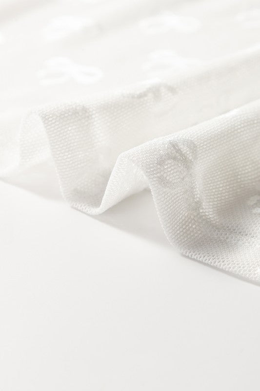 Lila - Mesh Bow Long Sleeve - White